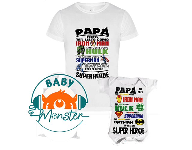 Conjunto camisetas Día del Padre con tus Superhéroes Favoritos