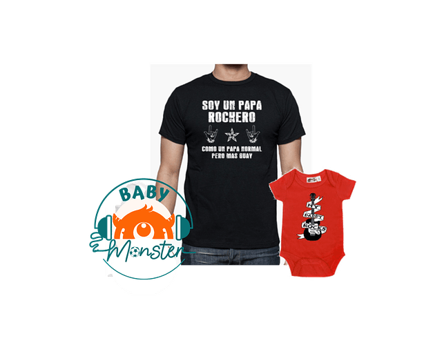 Conjunto Camisetas para Papá y Bebé - Papá Rockero para el Día del Padre