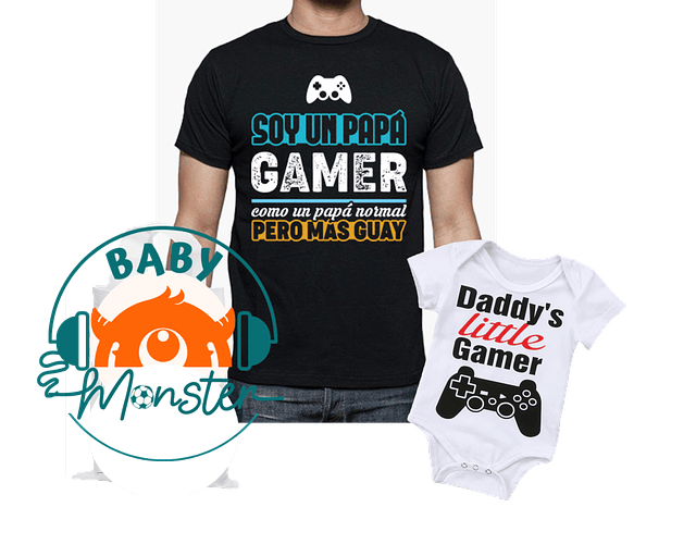 Camisetas Papá y  Bebé - Kit Papá gamer para el Día del Padre