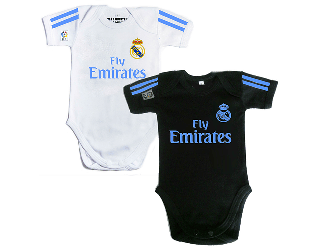 Set Ropa Para Bebe Bodys Futbol Real Madrid