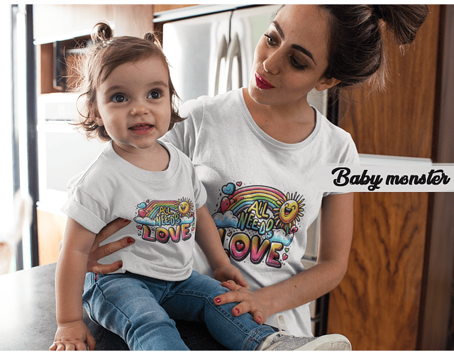 Amor y Música: Camiseta Familiar 'All You Need Is Love' de Baby Monster