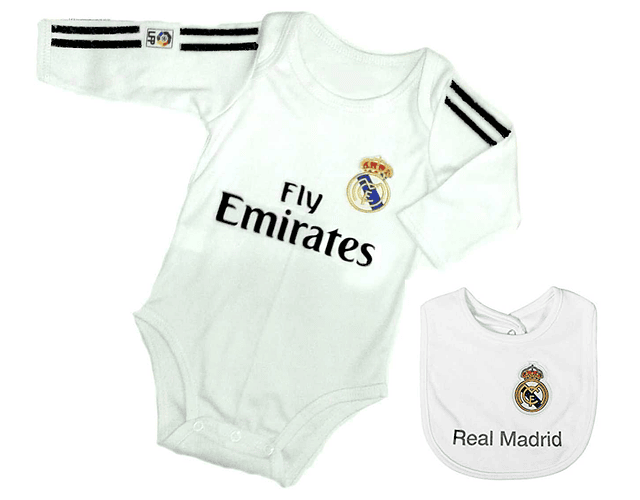 Conjunto para bebe bodi y babero real madrid