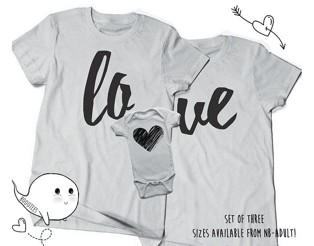 Conjunto de Camisetas LOVE para Mamá, Papá y Bebé