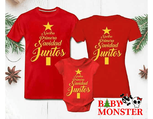 Set Primera Navidad Juntos: Camisetas para la Familia | Baby Monster