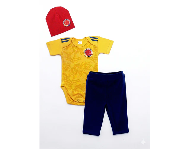 Conjunto Bebé Colombia Mundial 2026 Niño | Body + Gorro + Pantalón 🇨🇴⚽