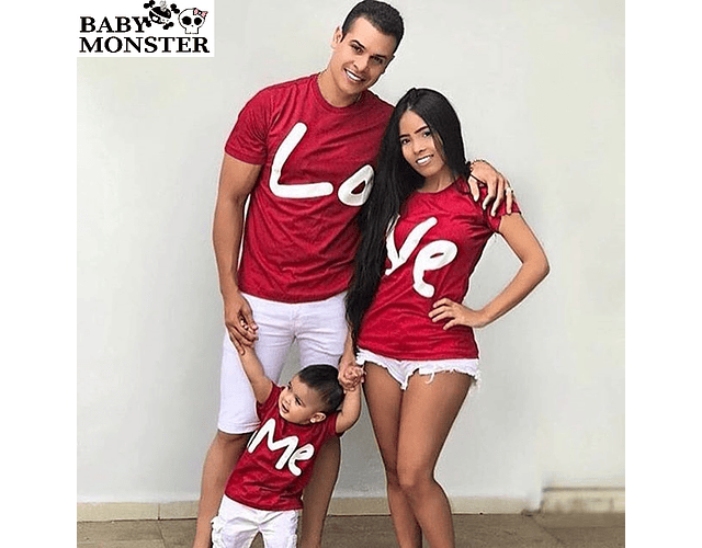 camisetas familia personalizada pap , mam y bebe LOVE ME
