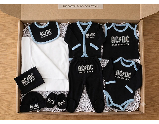 Primera Muda Bebé AC/DC – Set 9 Prendas | Baby Monster