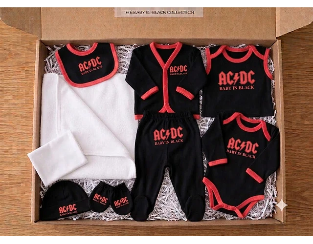 Primera Muda Bebé AC/DC – Set 9 Prendas | Baby Monster