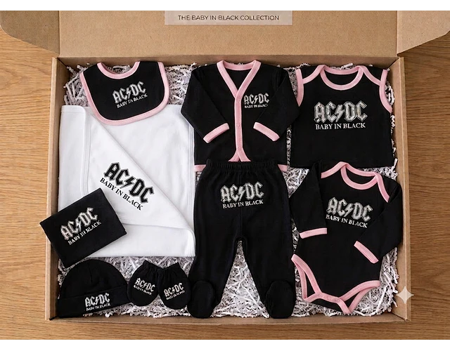 Primera Muda Bebé AC/DC – Set 9 Prendas | Baby Monster