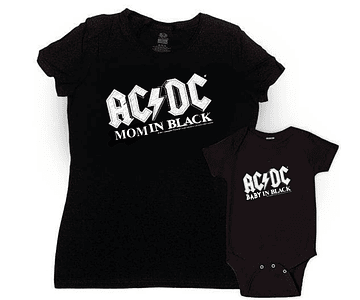 camisetas para familia Mamá  papá y bebe AC/DC