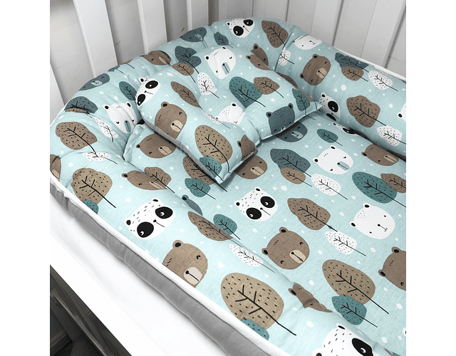 Nido Colecho Reversible Bears Green + Almohada-