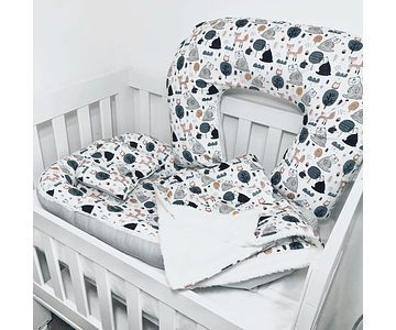 Nido Colecho + Cojín de Lactancia + Manta diseño Nórdico blanco 