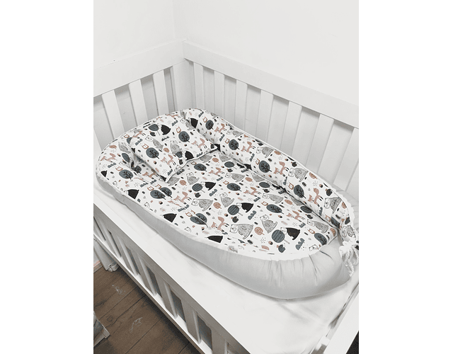 Nido Colecho + Cojín de Lactancia + Manta diseño Nórdico blanco 