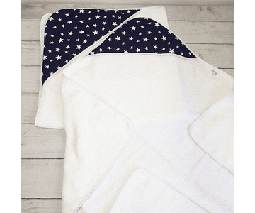 Toalla de baño con Capucha Estrellas Azul Marino 90x90 cm.