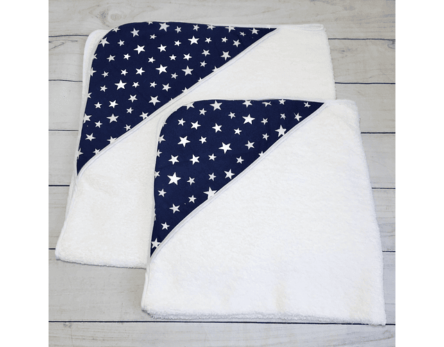 Toalla de baño con Capucha Estrellas Azul Marino 90x90 cm.