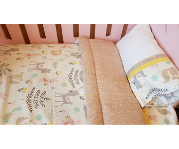 Kit de Cuna - Animalitos bosque - Beige jaspeado