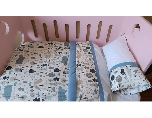 Kit de Cuna - Oso Nordico Celeste Liso