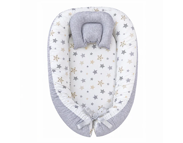 Nidito Colecho - Blanco Estrellas Gris-Beige - Gris Jaspeado