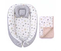 Nidito Colecho; Blanco Estrellas Beige - Gris Jaspeado + Manta Corderito