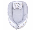 Nidito Colecho; Blanco Estrellas Beige - Gris Jaspeado + Manta Corderito