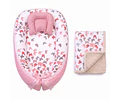 Nidito Colecho Estrellas Mariposas Rosa - Palo Rosa Jaspeado + Manta Corderito