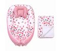 Nidito Colecho Estrellas Mariposas Rosa - Palo Rosa Jaspeado + Manta Polar