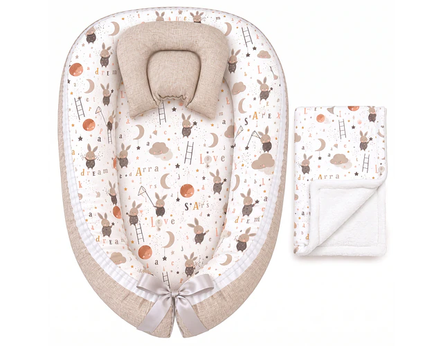 Nidito Colecho - Conejitos Beige -Beige Jaspeado + Manta Polar