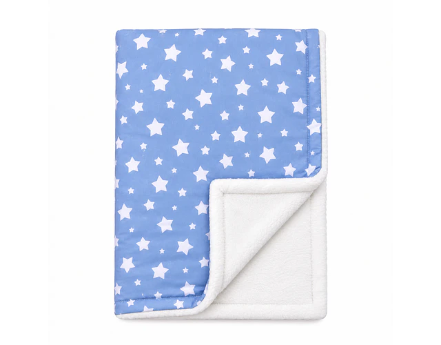 Manta Polar blanco; Azul Jeans Estrellas Blancas