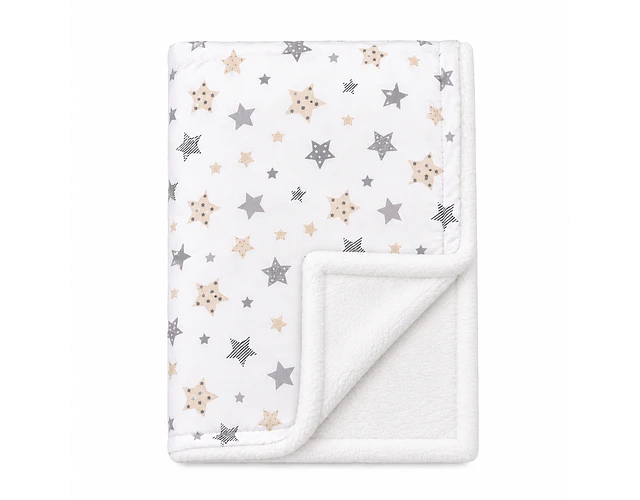 Manta Polar Blanco - Blanco Estrellas Gris-Beige