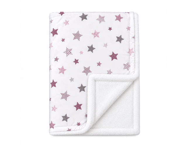Manta Polar Blanco - Blanco Estrellas Rosada-Lila