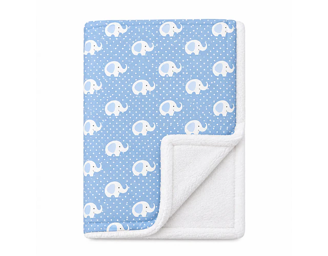 Manta Polar Blanco -  Azul Elefante Blanco