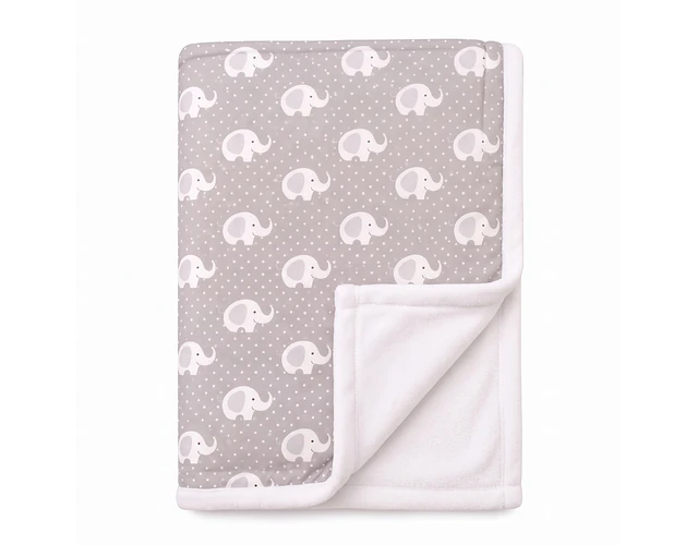 Manta Polar Blanco - Gris Elefante Blanco
