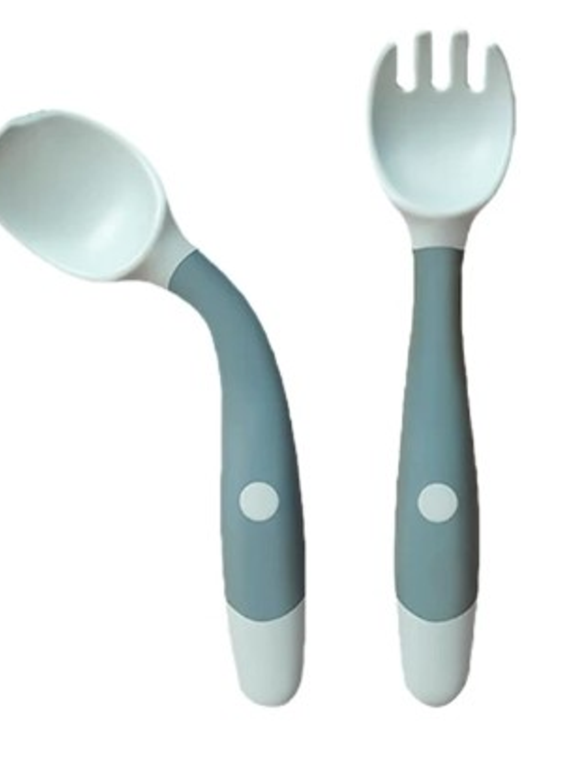 Set cuchara y tenedor silicona flexible azul-celeste 1