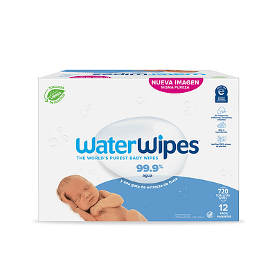 Waterwipes - Pack Toallitas Húmedas 720u Mega Value - 12x60 Bio