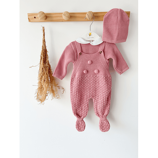 JARDINEIRAS COM CAMISOLA E GORRO  - Rosa Velho