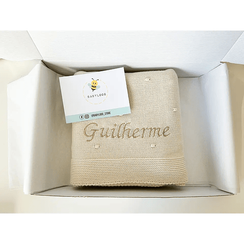 MANTA POMPOM PERSONALIZADA - ALGODÃO