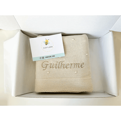 MANTA POMPOM PERSONALIZADA - ALGODÃO