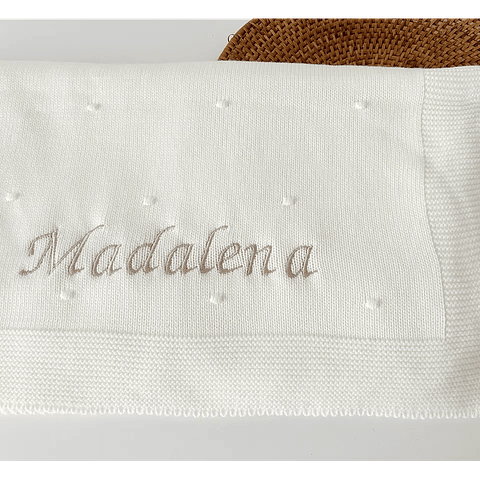 MANTA POMPOM PERSONALIZADA - ALGODÃO