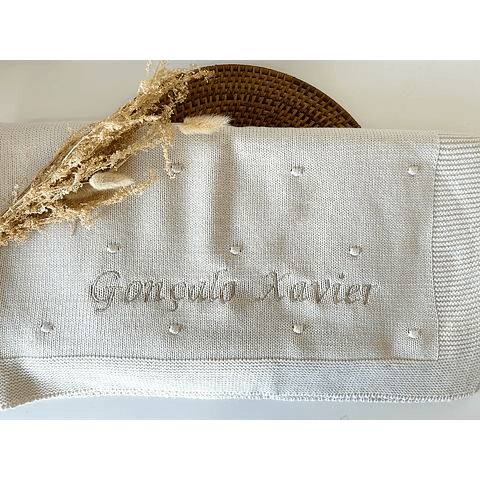 MANTA POMPOM PERSONALIZADA - ALGODÃO