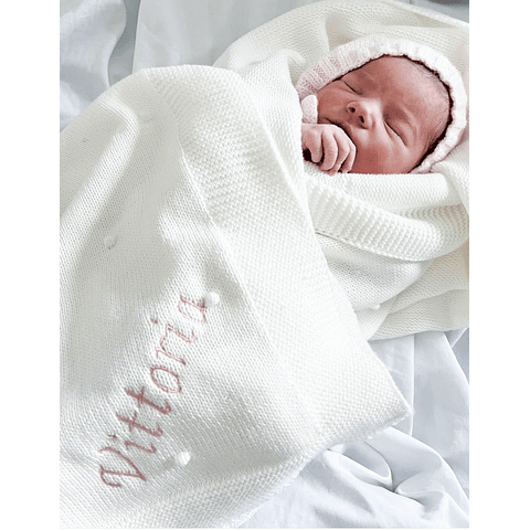 MANTA POMPOM PERSONALIZADA - ALGODÃO