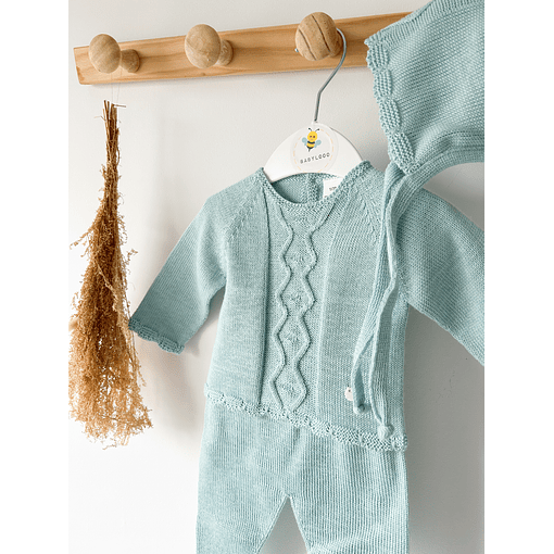 CONJUNTO COM TOUCA  - Verde Água