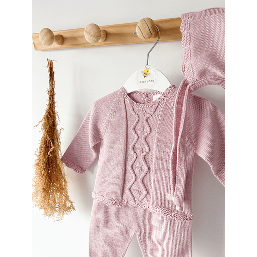 CONJUNTO COM TOUCA  - Rosa ve