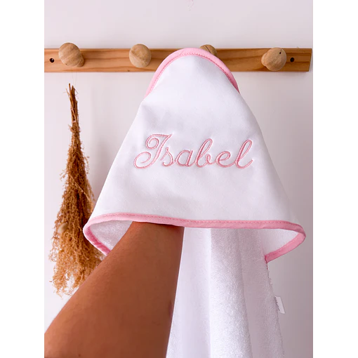 TOALHA DE BANHO BORDADA  - letra trabalhada  - Rosa Claro