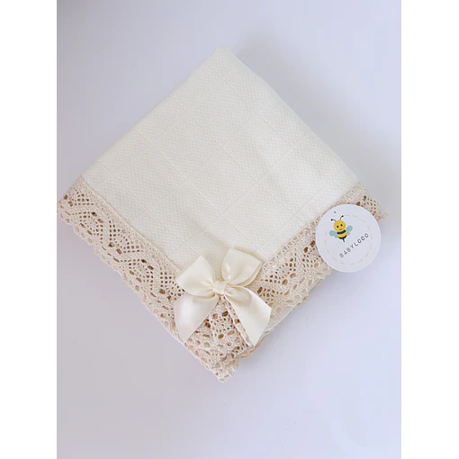 FRALDA DE PANO COM LAÇO E RENDA  - Pérola