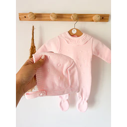 MACACÃO PIPOCA MENINA - ROSA BEBÉ