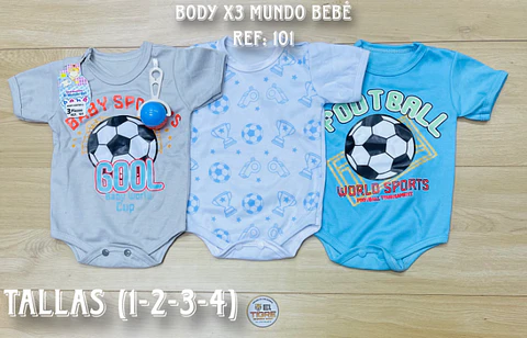 Body Infantil x 3 Manga Corta para Bebé
