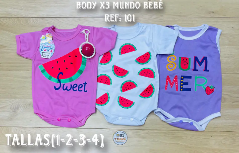 Body Infantil x 3 Manga Corta para Bebé 2