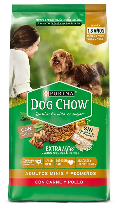 Dog Chow Adultos Minis y Pequeños Sabor a Carne y Pollo