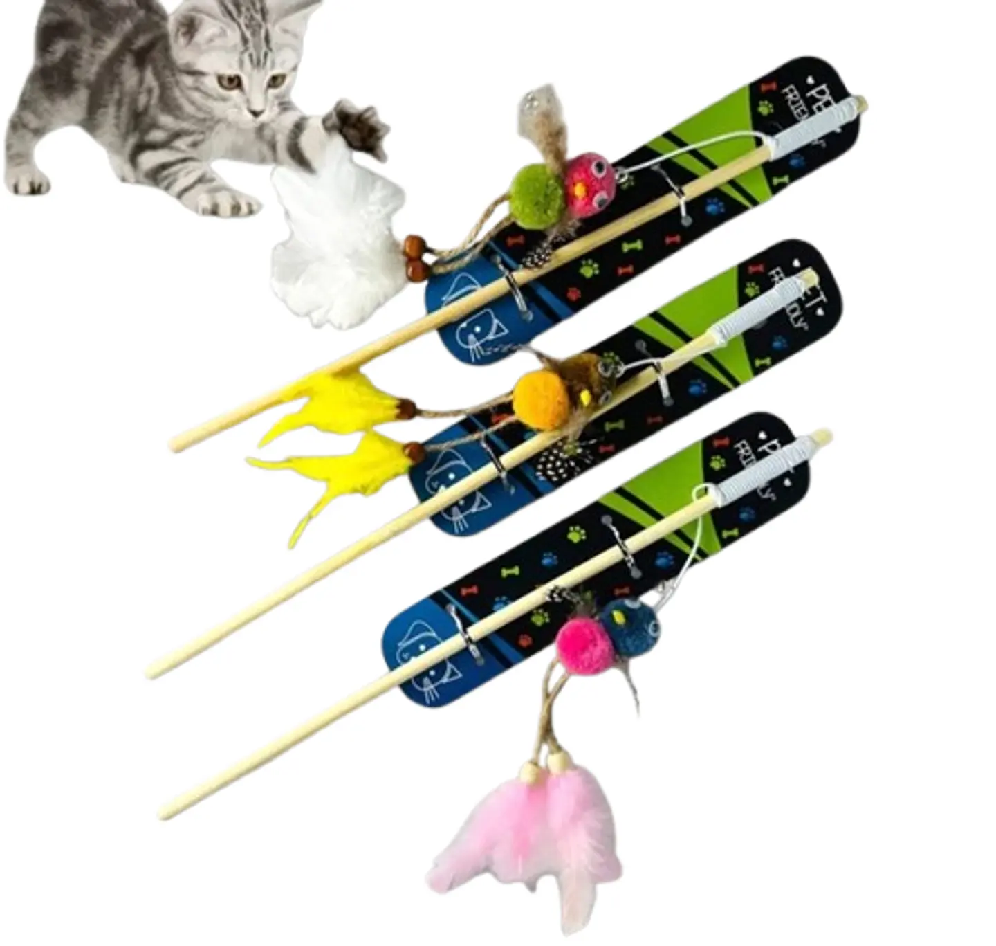 Caña Interactiva con Plumas para Gatos 1