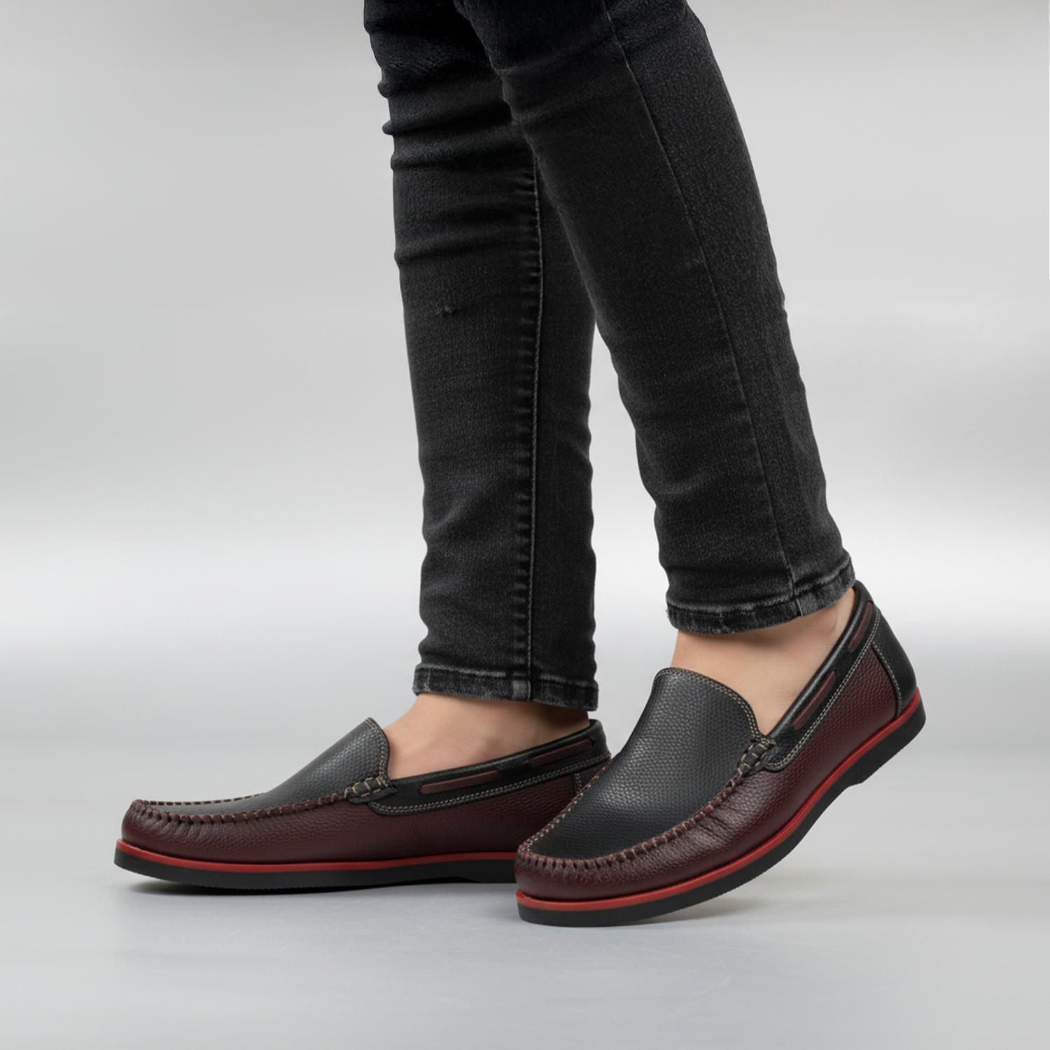 Loafer Negro Guinda 1